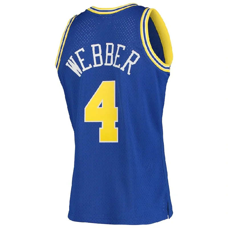 Basketball Jersey with Pockets for Convenience-G.State Warriors #4 Chris Webber Mitchell & Ness Hardwood Classics 1993-94 Swingman Jersey Royal Stitched American Basketball Jersey