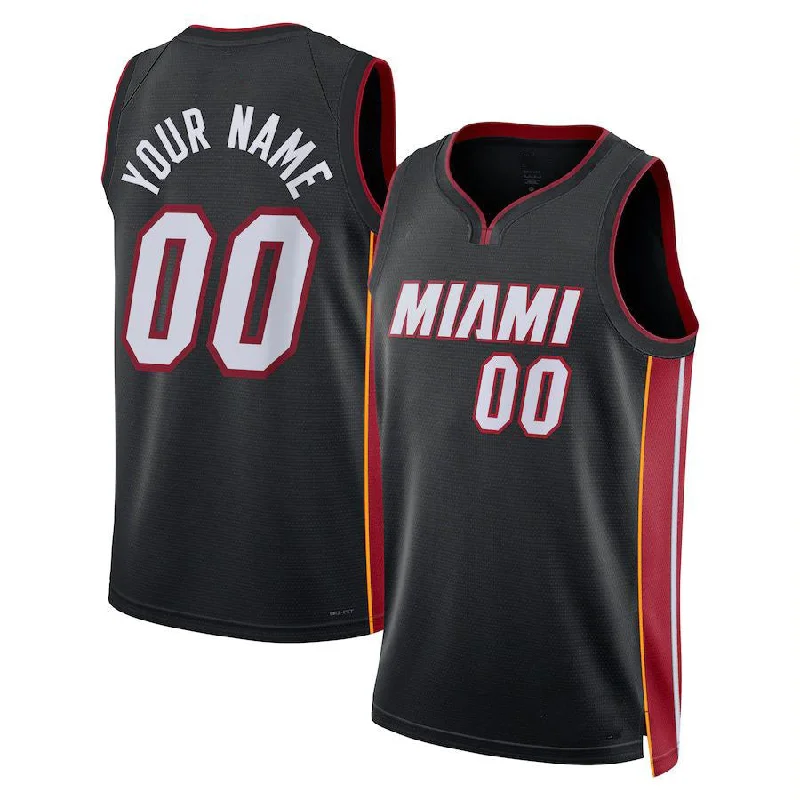 Basketball Jersey with Pockets for Convenience-Custom M.Heat Unisex 2022-23 Swingman Jersey Black Icon Edition Statement Edition Stitched Basketball Jersey