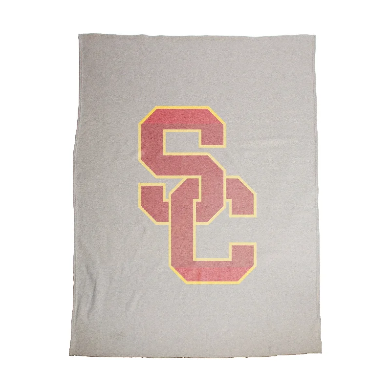 High-Quality Team Home Textiles for Team-Themed Living Rooms-USC Oversized Logo Sublimated Sweatshirt Blanket