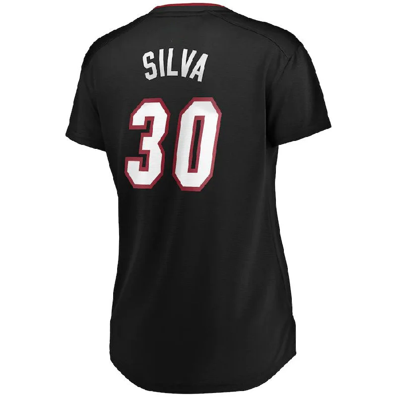 Trendy Basketball Jersey for Sports Fashionistas-M.Heat #30 Chris Silva Fanatics Branded 2021-22 Fast Break Replica Jersey Icon Edition Black Stitched American Basketball Jersey