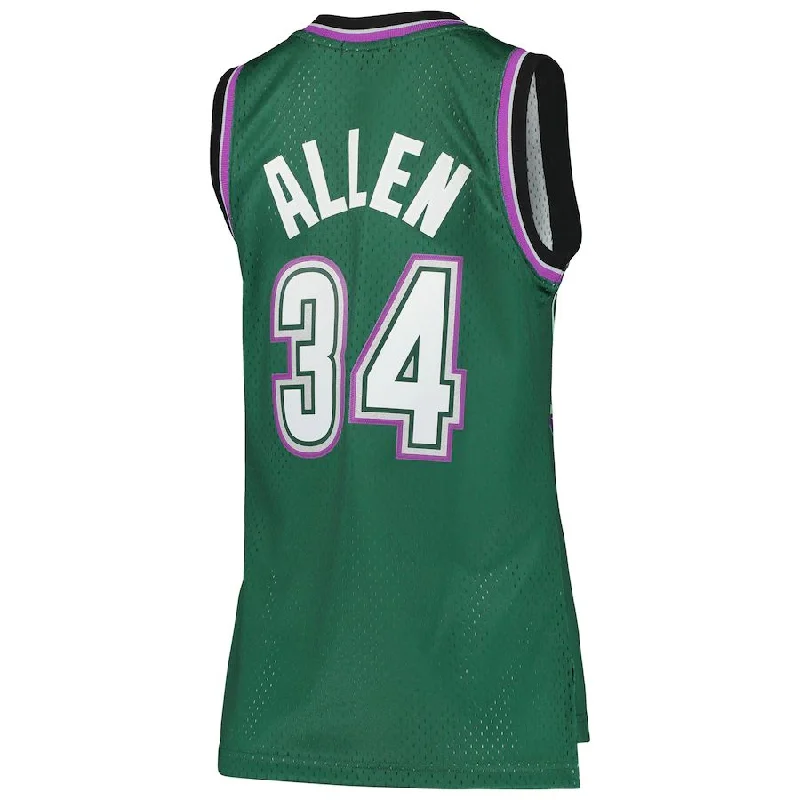 Casual Basketball Jersey for Relaxed Wear-M.Bucks #34 Ray Allen Mitchell & Ness Women's 1996-97 Hardwood Classics Swingman Jersey Green Stitched American Basketball Jersey