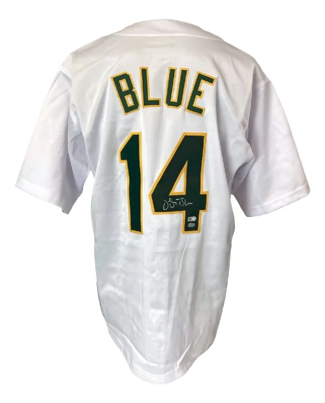 Long Sleeve Baseball Jersey for Cooler Weather-Vida Blue Oakland Signed White Baseball Jersey Sports Integrity