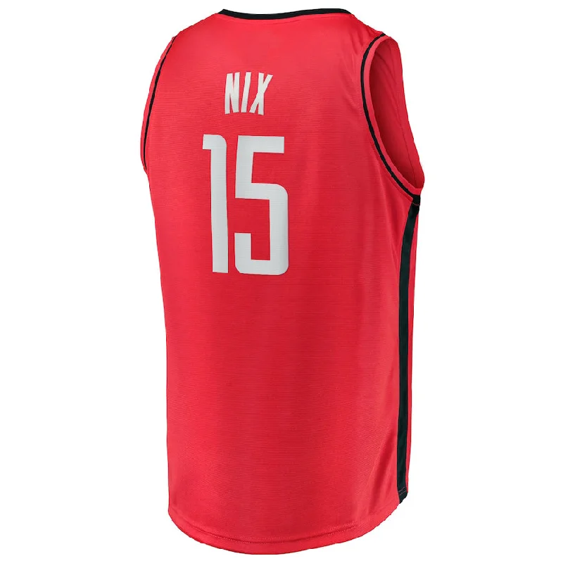 Comfortable Basketball Jersey for Everyday Wear-H.Rockets #15 Daishen Nix Fanatics Branded 2021-22 Fast Break Replica Jersey Icon Edition Red Stitched American Basketball Jersey