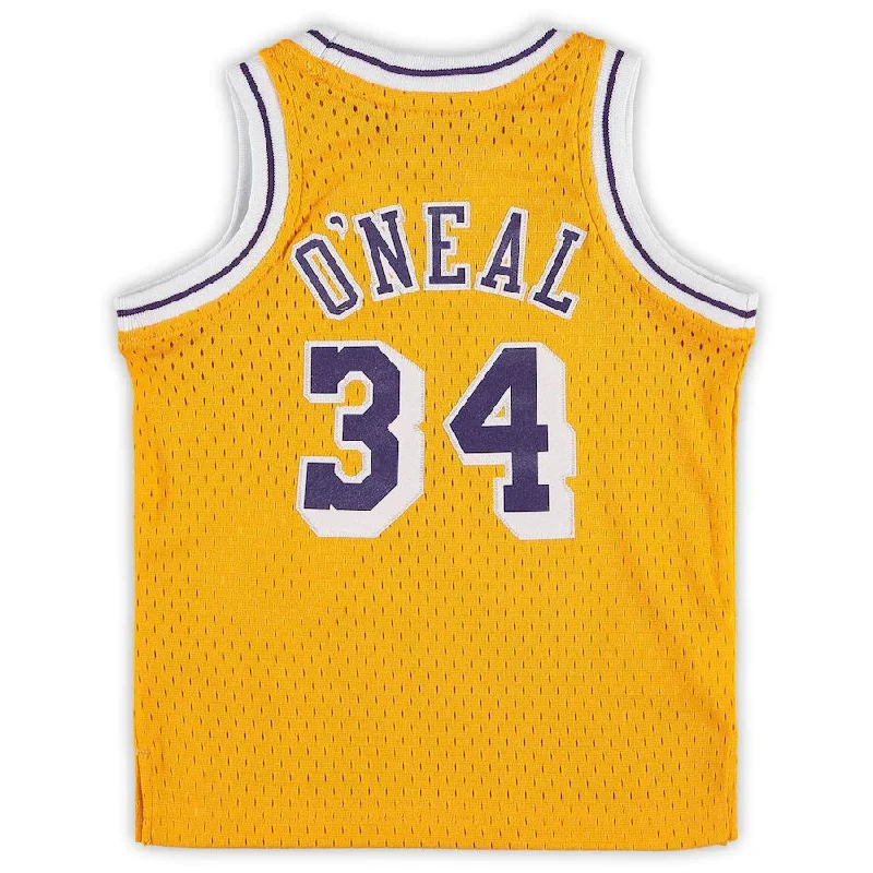 Stylish Basketball Jersey for Game Day Outfits-LA.Lakers #34 Shaquille O'Neal Mitchell & Ness Infant Retired Player Jersey Gold Stitched American Basketball Jersey