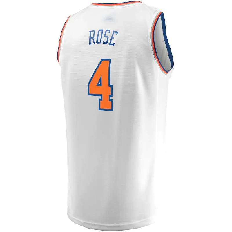 Basketball Jersey with Flexible Stretch Fabric for Better Fit-NY.Knicks #4 Derrick Rose Fanatics Branded 2022-23 Fast Break Replica Jersey White Association Edition Stitched American Basketball Jersey