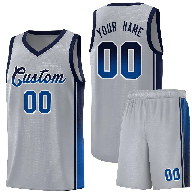 Stylish Basketball Jersey for Gym Workouts-Custom Gray Navy-Royal Gradient Fashion Sports Uniform Basketball Jersey