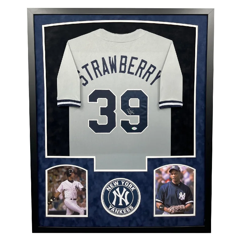 Soft Baseball Jersey for Warm Weather Play-Darryl Strawberry Signed New York Gray Custom Double-Suede Framed baseball Jersey (PSA)