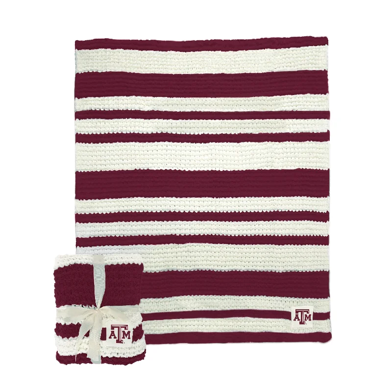 Team Home Textiles with Reversible Designs for Versatile Use-Texas A&M Cable Knit Throw 50x60