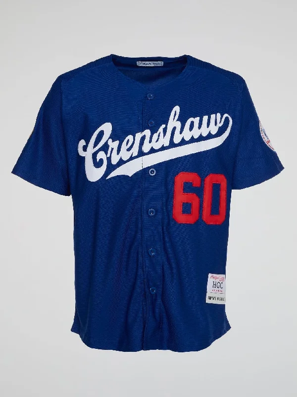 Comfortable Fitted Baseball Jersey for Active Use-Headgear - Blue Crenshaw Baseball Jersey