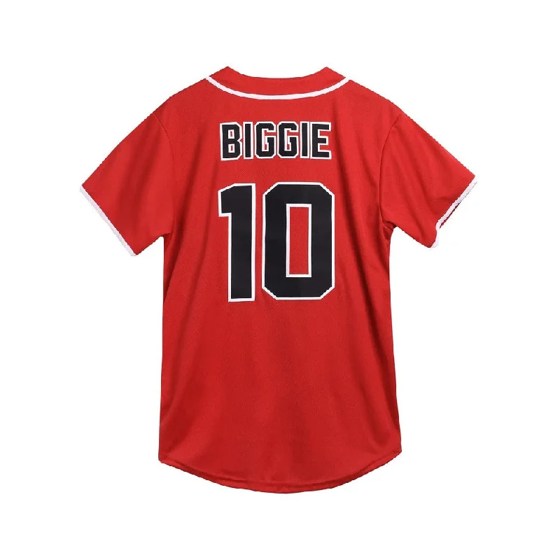 Mesh Baseball Jersey for Breathability and Comfort-BadBoy #10 Biggie Smalls Unisex Hipster Hip Hop Button-Down Baseball Jersey Red Color