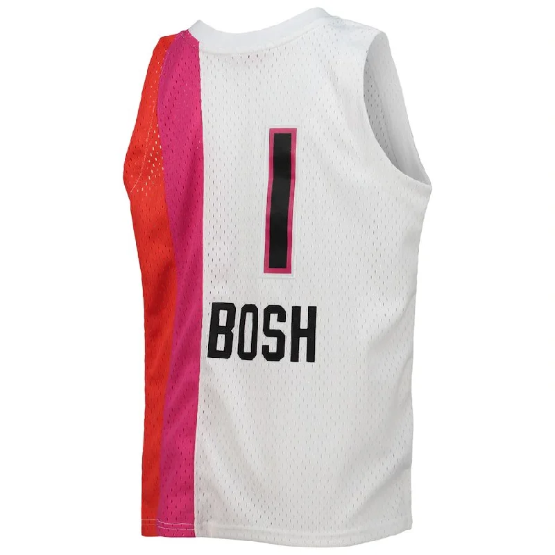 Custom Basketball Jersey for College Teams-M.Heat #1 Chris Bosh Mitchell & Ness 2011-12 Hardwood Classics Swingman Jersey White Stitched American Basketball Jersey