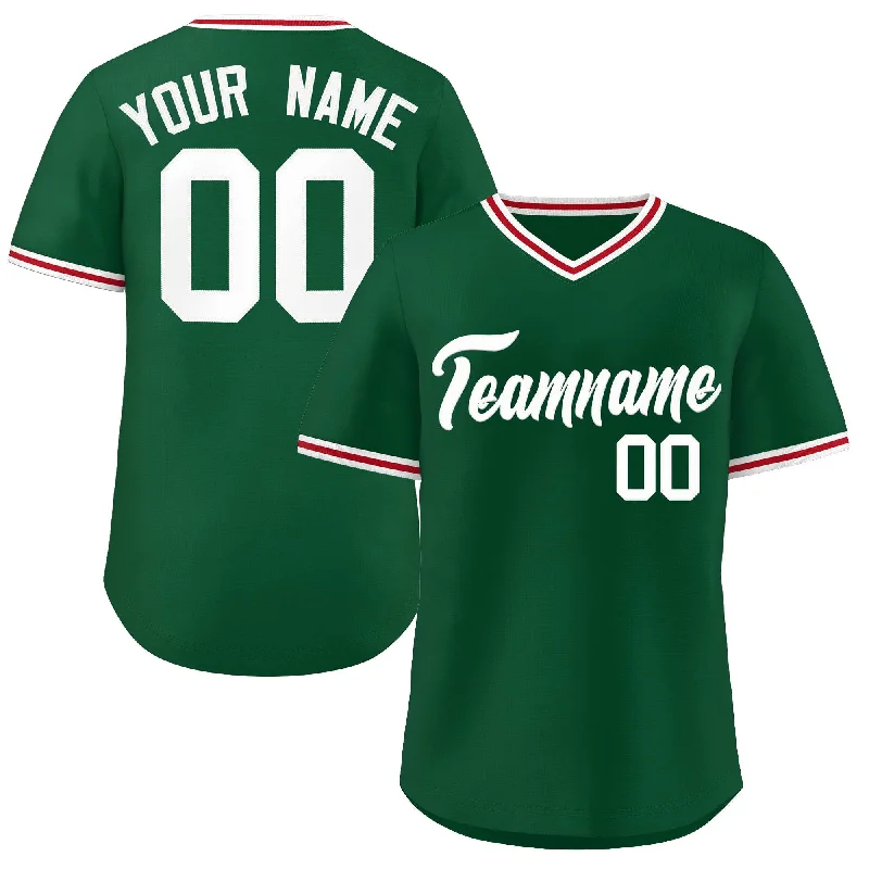 Baseball Jersey with Personalized Name and Number-Custom Green Classic Style V-Neck Authentic Pullover Baseball Jersey