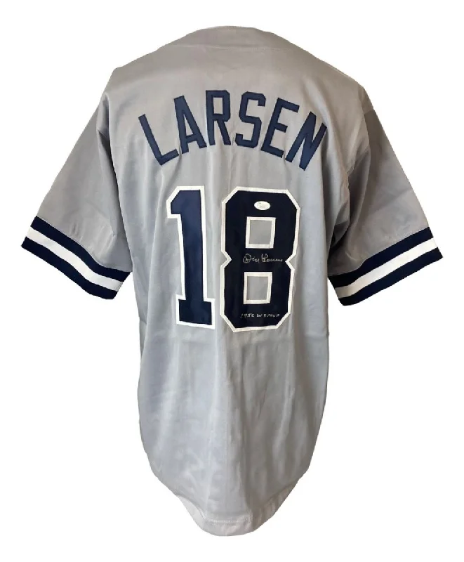 High-Performance Baseball Jersey for Training-Don Larsen New York Signed Gray Baseball Jersey 1956 WS MVP Inscribed JSA