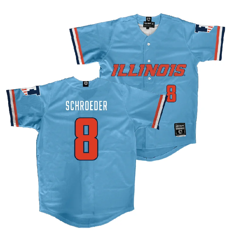 Premium Baseball Jersey for Sports Enthusiasts-Illinois Light Blue Baseball Jersey - Jacob Schroeder #8