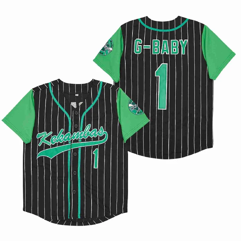 Officially Licensed Baseball Jersey for Fans-HARD BALL Movie Jerseys G-Baby #1 Kekambas Baseball Jersey Black