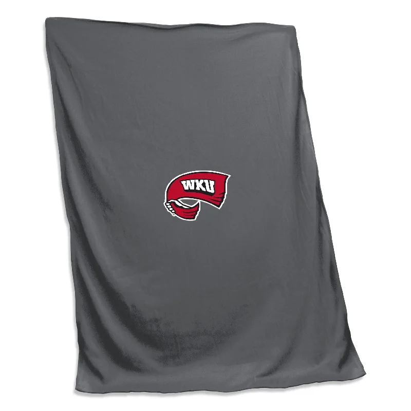 High-Quality Bedding and Pillows with Team Branding-Western Kentucky Charcoal Sweatshirt Blanket (Screened)