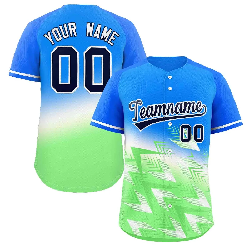 Officially Licensed Baseball Jersey for Fans-Custom Light Blue Green-White Gradient Fashion Authentic Baseball Jersey