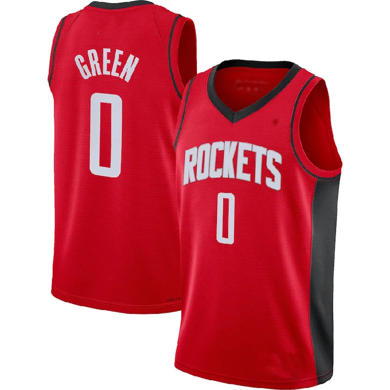 Basketball Jersey with Comfortable Fit for Game Days-H.Rockets #0 Jalen Green 2021-22 Swingman Jersey Icon Edition Red Stitched American Basketball Jersey