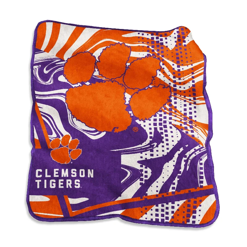 Official Team Home Textiles for Collectors and Fans-Clemson Swirl Raschel Throw