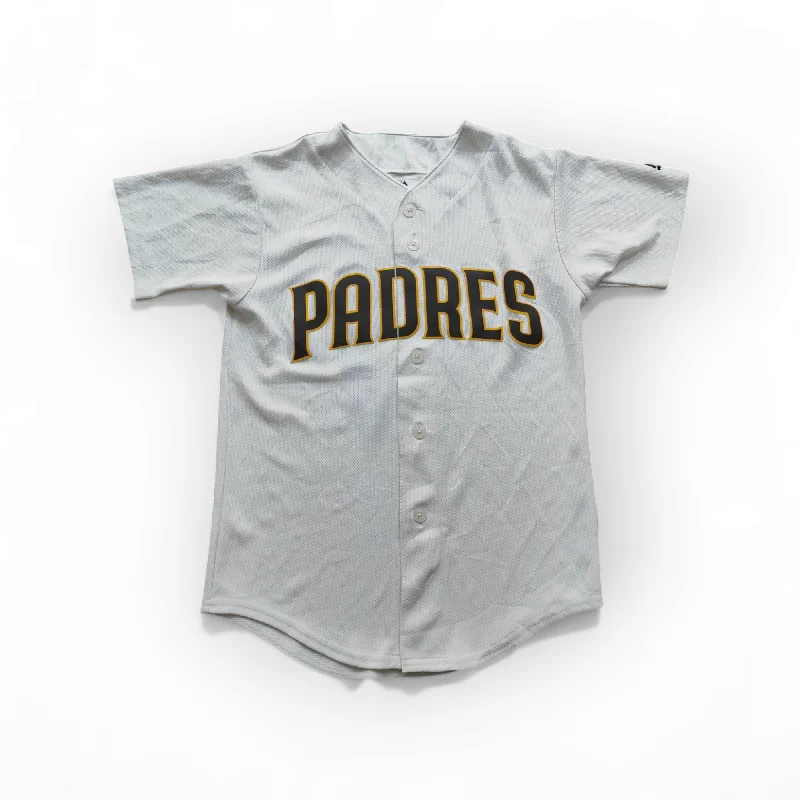 Retro Style Baseball Jersey for Classic Fans-Youth Majestic San Diego Padres MLB Baseball Jersey, #3, White, Size YM