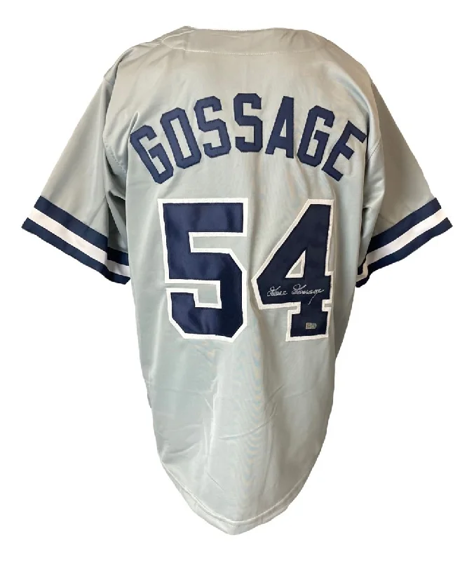 Breathable Baseball Jersey for Active Players-Goose Gossage New York Signed Gray Baseball Jersey Sports Integrity