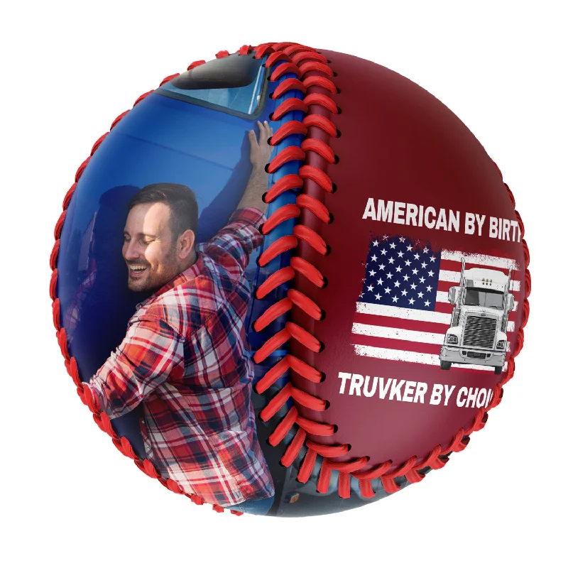 Baseball with Realistic Feel for Game Simulation-Personalized Crimson American Flag Truck Photo Baseballs