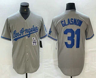 Youth Baseball Jersey for Kids and Teens-Los Angeles Dodgers #31 Tyler Glasnow Gray Alternate Team Logo Cool Base Jerseys Baseball Jersey