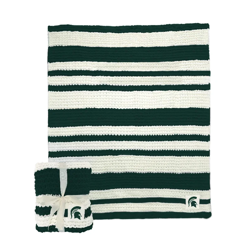 Custom Team Home Textiles for Personalized Home Decor-Michigan State Cable Knit Throw 50x60