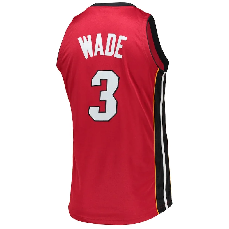 Casual Basketball Jersey for Relaxed Wear-M.Heat #3 Dwyane Wade Mitchell & Ness 2005-06 Hardwood Classics Authentic Jersey Red Stitched American Basketball Jersey