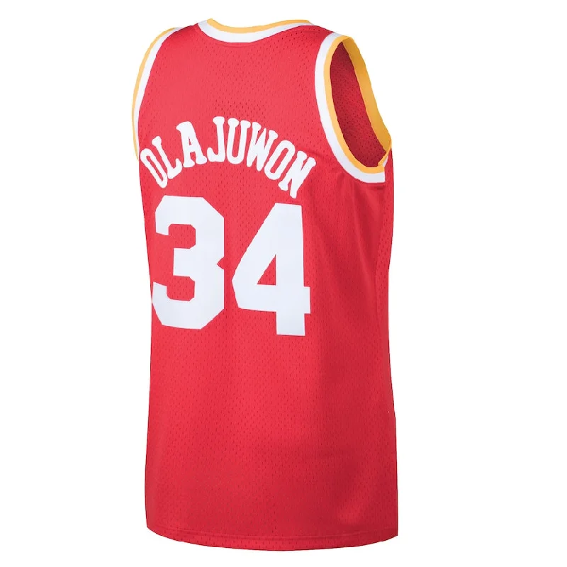 Youth Basketball Jersey for Kids and Teens-H.Rockets #34 Hakeem Olajuwon Mitchell & Ness 1993-94 Hardwood Classics Swingman Jersey Red Stitched American Basketball Jersey