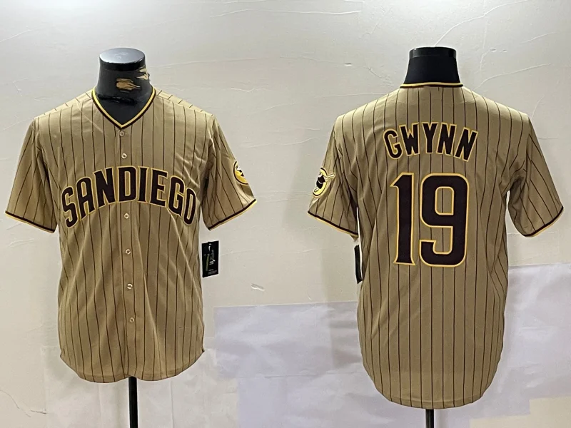 White Baseball Jersey for Classic Appeal-San Diego Padres #19 Tony Gwynn Khaki Team Logo Cool Base Stitched Baseball Jersey