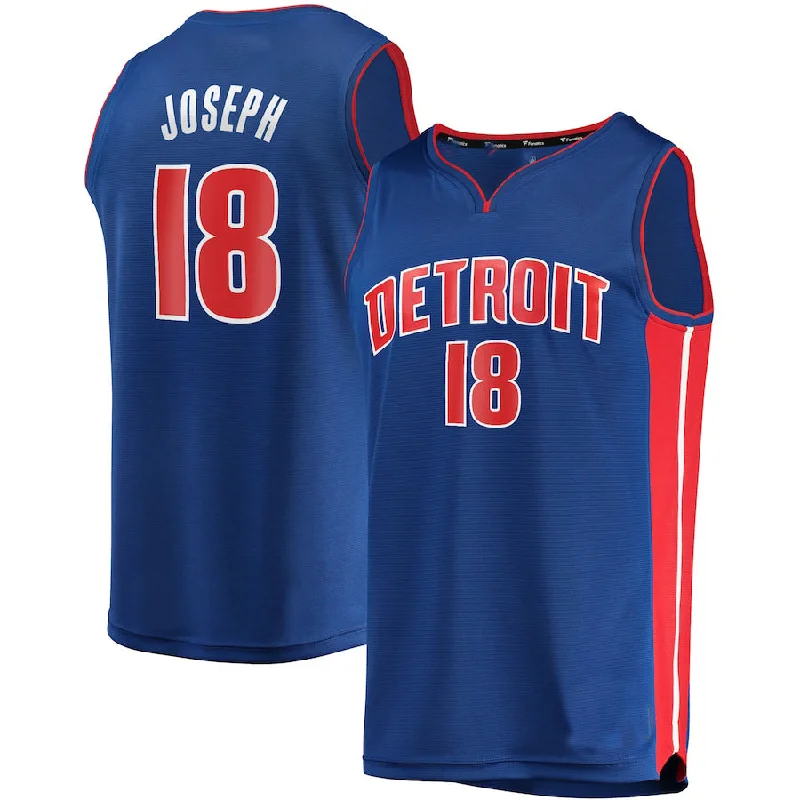 Customizable Basketball Jersey for Your Team-D.Pistons #18 Cory Joseph Fanatics Branded 2021-22 Fast Break Replica Jersey Icon Edition Blue Stitched American Basketball Jersey