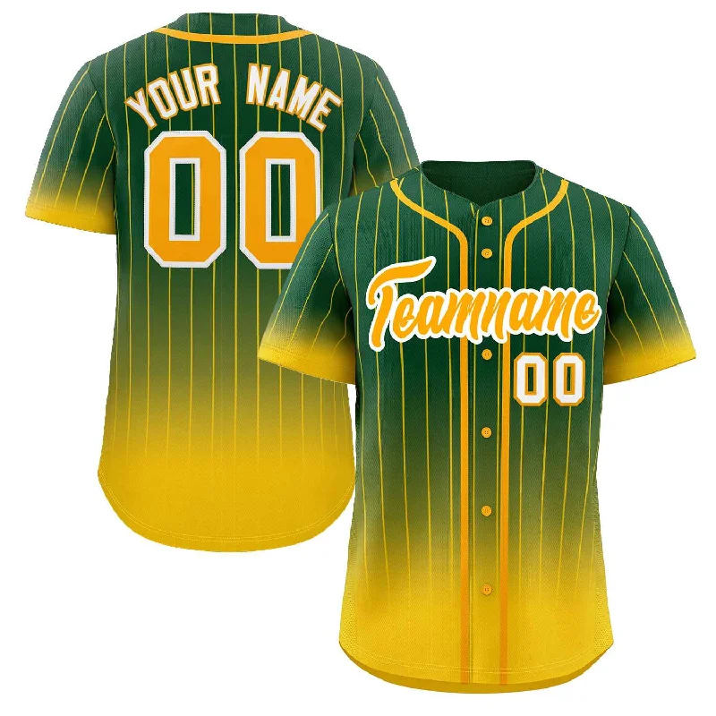 Baseball Jersey with Adjustable Fit for Comfort-Custom Green Gold-White Gradient Stripe Fashion Authentic Baseball Jersey