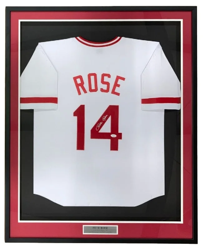 Youth Baseball Jersey with Personalized Design-Pete Rose Cincinnati Signed Framed White Baseball Jersey JSA Hologram