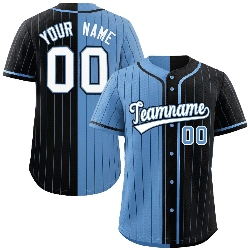 Vintage Baseball Jersey for Classic Style-Custom Light Blue Black Two Tone Striped Fashion Authentic Baseball Jersey