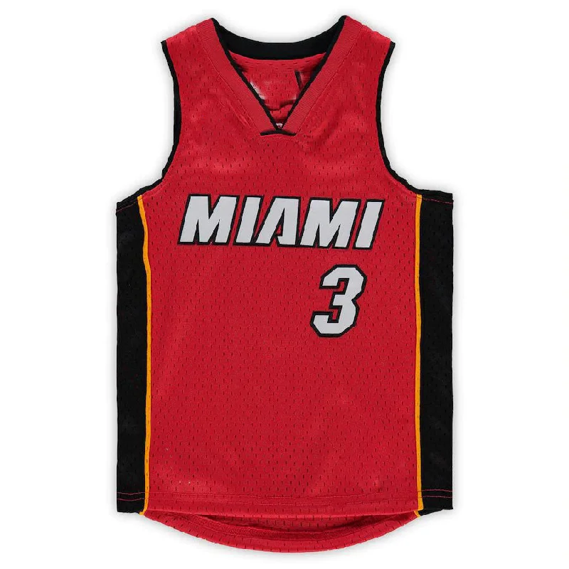 Stylish Basketball Jersey for Game Day Outfits-M.Heat #3 Dwyane Wade Mitchell & Ness Preschool 2005-06 Hardwood Classics Player Jersey  Red Stitched American Basketball Jersey