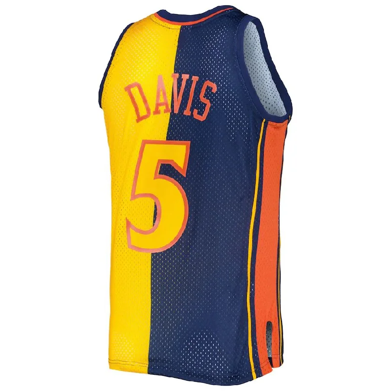 Team Basketball Jersey with Custom Fonts and Colors-G.State Warriors #5 Baron Davis Mitchell & Ness Hardwood Classics 2006-07 Split Swingman Jersey Navy Gold Stitched American Basketball Jersey