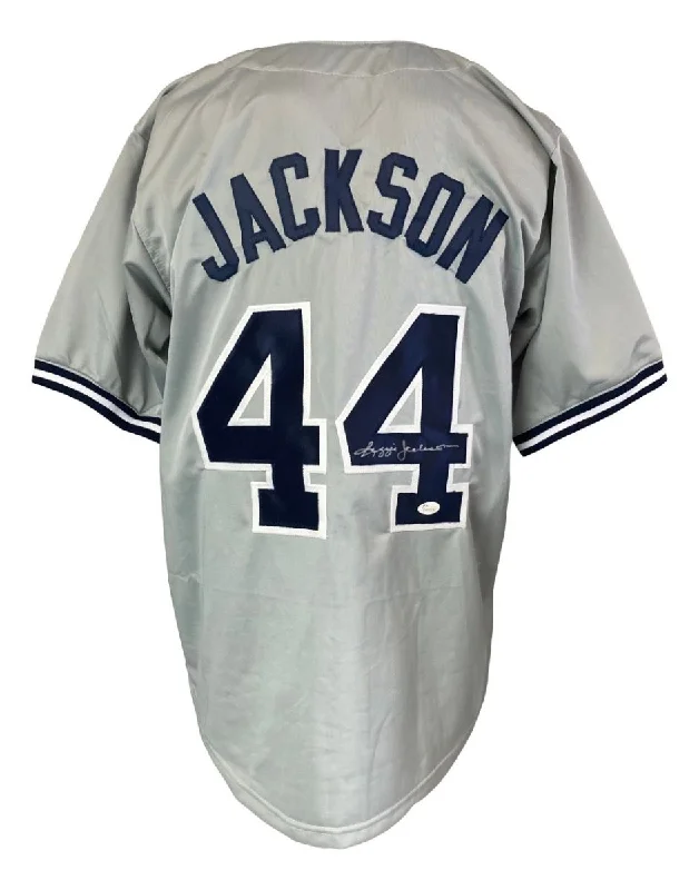 Casual Baseball Jersey for Relaxed Weekend Looks-Reggie Jackson New York Signed Gray Baseball Jersey JSA