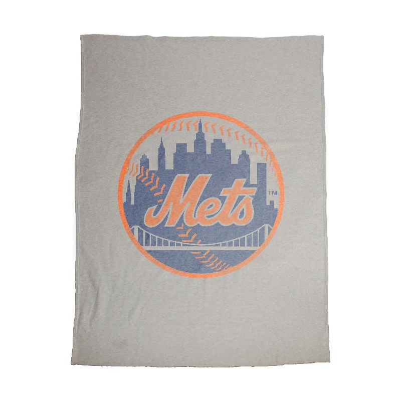 Team Home Textiles Featuring Quilts, Comforters, and Throws-New York Mets Oversized Logo Sublimated Sweatshirt Blanket