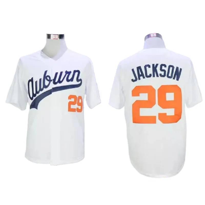 Bold Color Block Baseball Jersey for Modern Style-Auburn Tigers Bo Jackson #29 College Baseball Jersey White