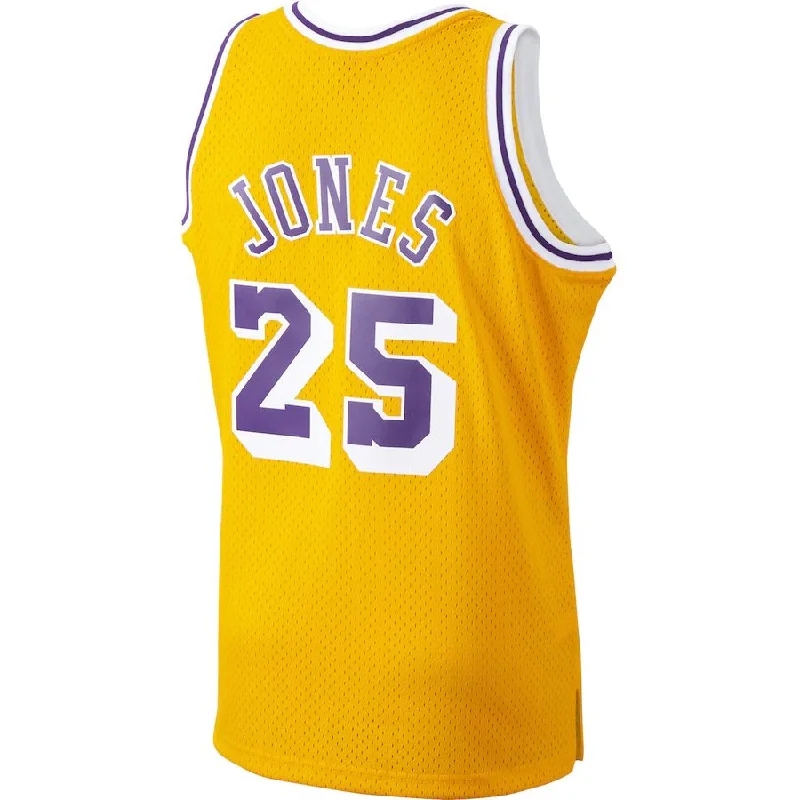 Durable Basketball Jersey for Outdoor Play-LA.Lakers #25 Ed Jones Mitchell & Ness 1994-95 Hardwood Classics Swingman Player Jersey Gold Stitched American Basketball Jersey