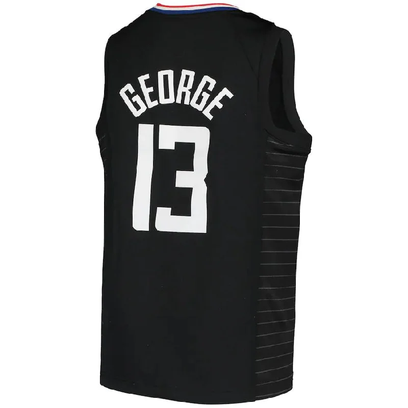 Breathable Basketball Jersey for Quick Movements-LA.Clippers #13 Paul George Jordan Brand 2020-21 Swingman Player Jersey Statement Edition Black Stitched American Basketball Jersey