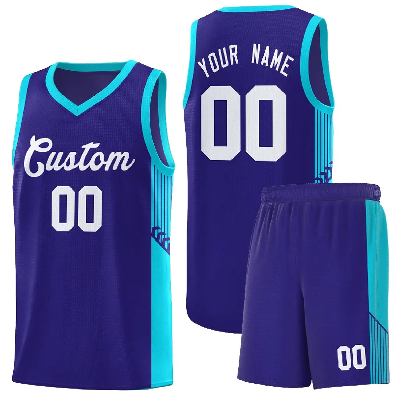 Basketball Jersey with Comfortable Fit for Game Days-Custom Royal White Side Stripe Fashion Sports Uniform Basketball Jersey