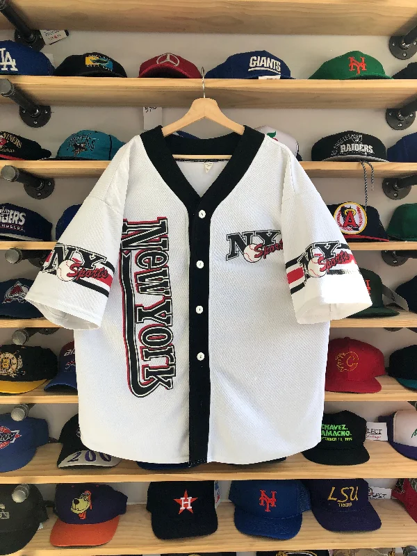 Classic Striped Baseball Jersey for Throwback Vibes-Vintage New York Sports Baseball Jersey Size XL/2XL