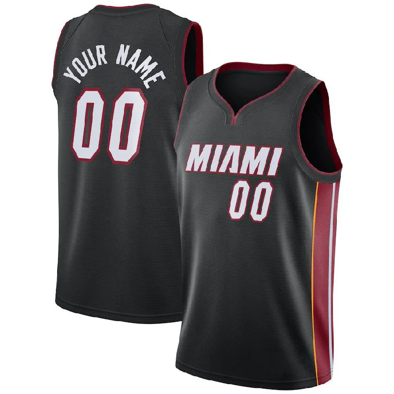 Basketball Jersey with Flexible Stretch Fabric for Better Fit-Custom M.Heat Swingman Jersey Black Icon Edition Statement Edition Stitched Basketball Jersey