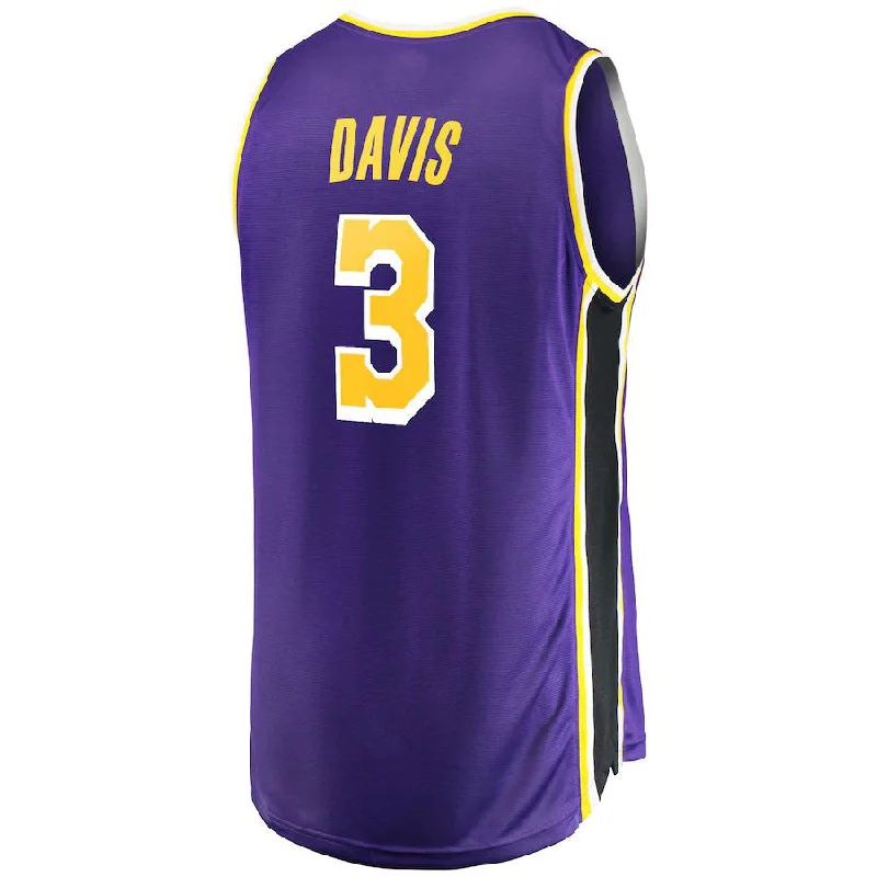 Breathable Mesh Basketball Jersey for Better Airflow-LA.Lakers #3 Anthony Davis Fanatics Branded 2020-21 Fast Break Replica Jersey Association Edition Purple Stitched American Basketball Jersey