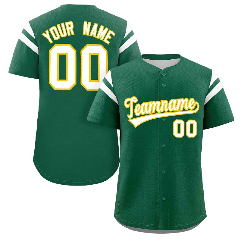 Breathable Baseball Jersey for Active Players-Custom Green White Classic Style Personalized Full Button Authentic Baseball Jersey