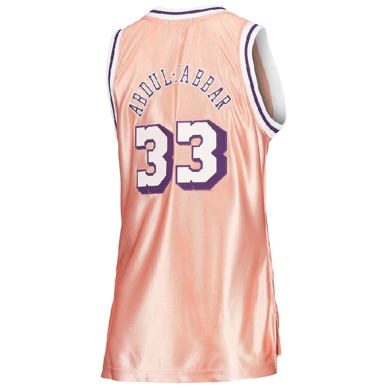 Basketball Jersey with Personalized Name and Number-LA.Lakers #33 Kareem Abdul-Jabbar Mitchell & Ness Women's 75th Anniversary Rose Gold 1983 Swingman Jersey Pink Stitched American Basketball Jersey