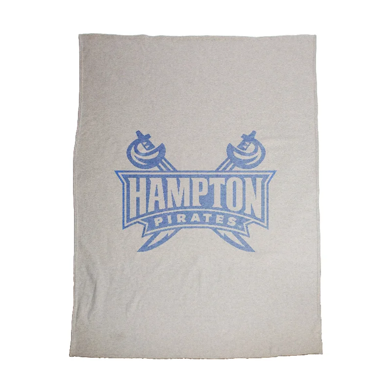 Team Home Textiles with Embroidered Team Logos for Luxury Touch-Hampton University Oversized Logo Sublimated Sweatshirt Blanket