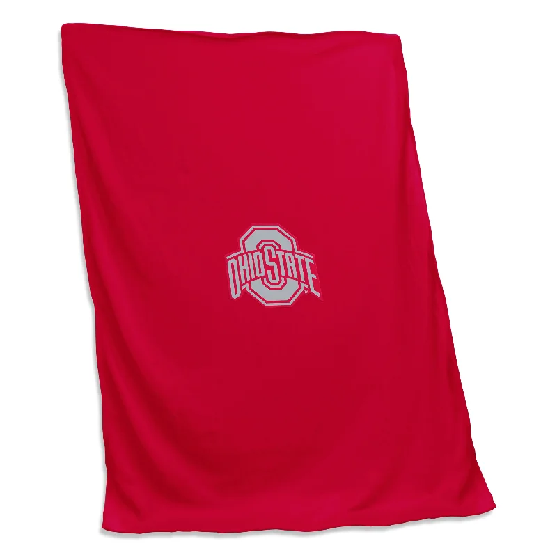 Vibrant, Colorful Team Home Textiles for Fan Bedrooms and Living Rooms-Ohio State Sweatshirt Blanket (Screened)